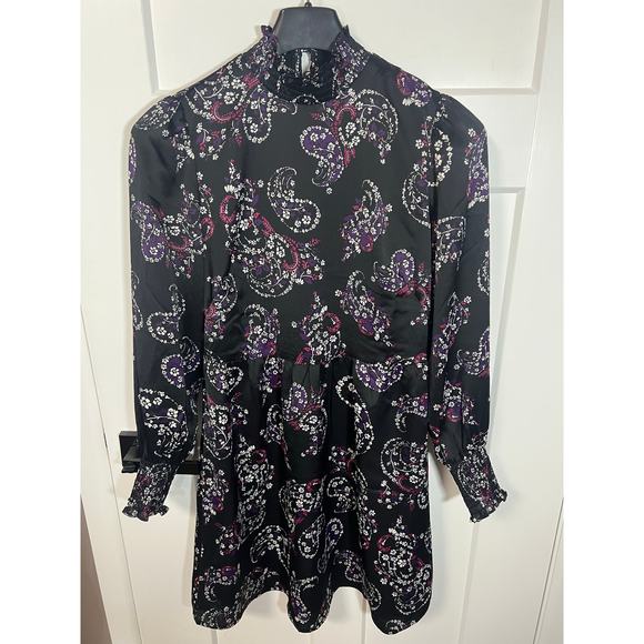 NEW Loft Womens Paisley Smocked‎ Flare Long Sleeve Dress Size 4 Small Spring - Picture 5 of 11